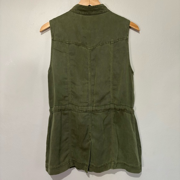 Sanctuary Olive Green Utility Vest Size Medium Pocketed Waist Tie Chinch - Picture 4 of 5